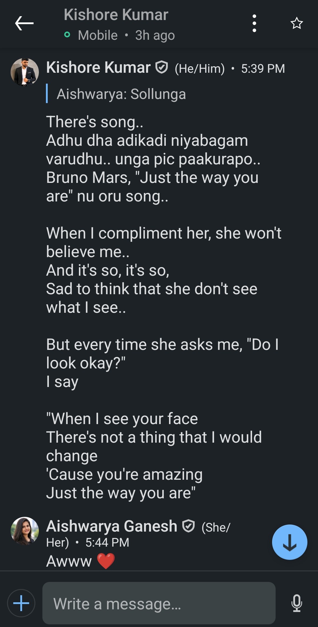 The song you sent me